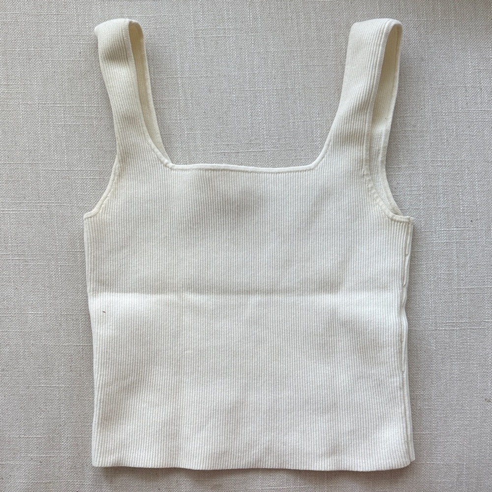 Reformation Ivory Ribbed Tank Top